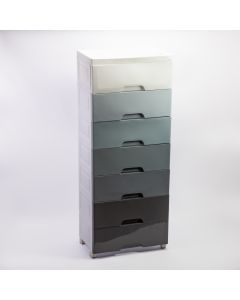 Gavetero plástico 7 gavetas 45x29x121cm tonos grises
