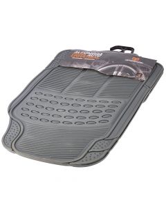 Alfombra hule con relieve para auto 4pzas gris