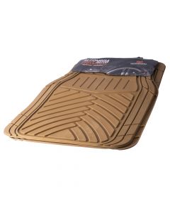 Alfombra hule para auto relieve rayas 4pzas beige