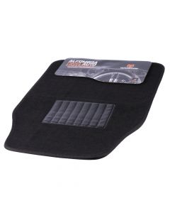 Alfombra hule para auto con relieve detalle afelpado 4pzas negro