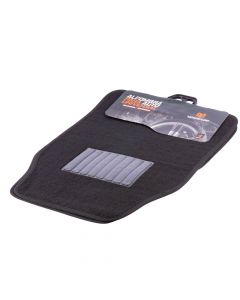 Alfombra hule para auto con relieve detalle afelpado 4pzas negro