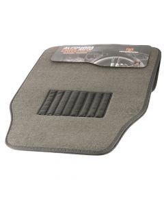 Alfombra hule para auto con relieve detalle afelpado 4pzas gris