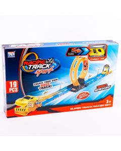 Pista plástico Racing Track Sport con accesorios 59pulg 19pzas +3a