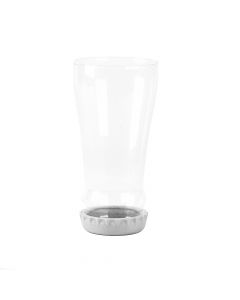 Vaso vidrio forma botella con tapa silicon 8x8.5x16.5cm