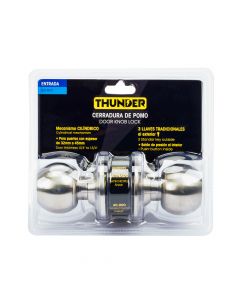 Cerradura metálica pomo para entrada cromo satinado