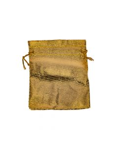 Bolsa tela lisa brillante con cordón ajustable 9x12cm dorado