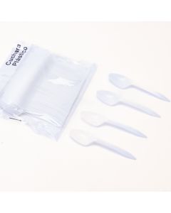 Cuchara plástica desechable liso 14.5cm 50und blanco