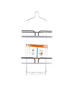 Organizador metálico para baño plateado
