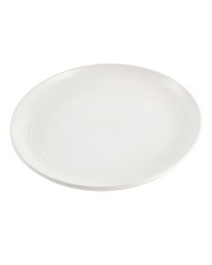 Plato porcelana plano liso+linea con relieve 10.5pulg blanco