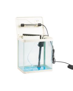 Pecera vidrio lisa con tapa plastico y luz con bomba 4x17x28.5cm 