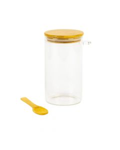 Recipiente vidrio con tapa y cuchara bambú
