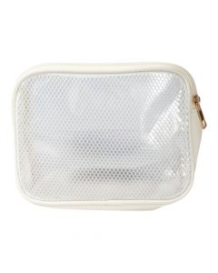 Cosmetiquera malla blanco transparente