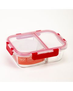 Recipiente vidrio con tapa 980ml rectangular rojo