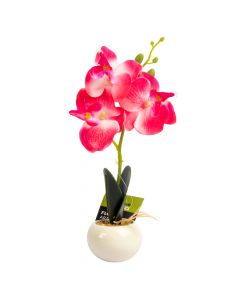 Flor artificial con macetero porcelana 28x7.5cm 