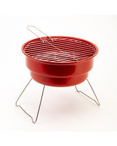Parrilla metálica portable lisa 26.5x24cm rojo y plateado