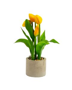 Planta artificial tulipanes con maceta cemento 