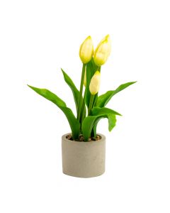 Planta artificial tulipanes con maceta cemento