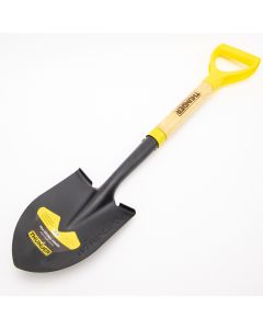 Pala metálica redonda con mango madera plástico pequeña 6x14pulg