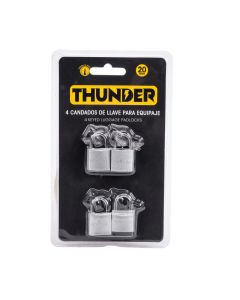Candado metálico 4 llaves 20mm 4pzas plateado