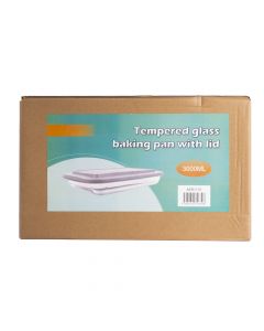 Refractario vidrio rectangular con tapa plástica 3000ml transparente