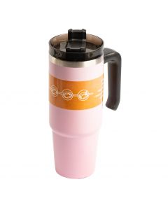 Envase aluminio liso con asa y pajilla 30oz 890ml rosado