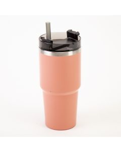 Envase aluminio liso con pajilla 20oz 600ml coral