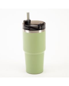 Envase aluminio liso con pajilla 20oz 600ml verde