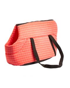Bolso transportador para mascota estampado cuadros 36x20x25cm coral
