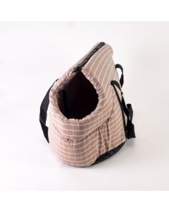 Bolso transportador para mascota estampado cuadros 36x20x25cm marrón