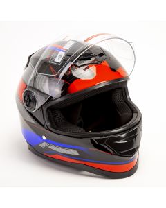 Casco estampado rayas XL negro rojo y azul