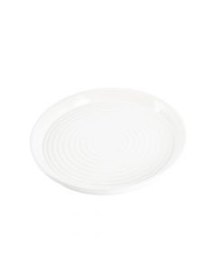 Plato porcelana plano relieve rayas 10.5pulg blanco