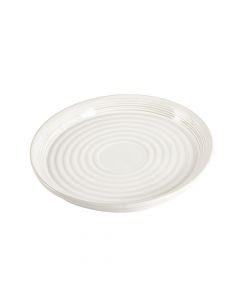 Plato porcelana plano relieve rayas 8pulg blanco