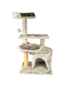 Rascador para mascota afelpado gris beige