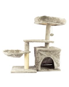 Rascador para mascota afelpado gris beige