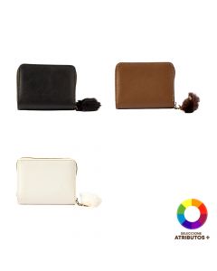 Cartera compacta con pompom