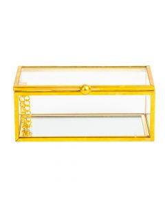 Caja metal y vidrio rectangular con espejo 10x6x4cm 