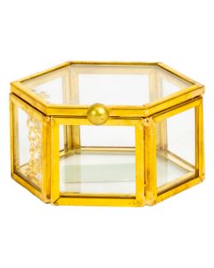 Caja metal y vidrio hexagonal 