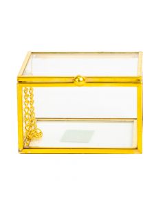 Caja metal y vidrio cuadrada lisa 8x8x5cm