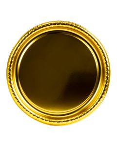 Plato redondo liso y borde con relieve 16pulg dorado