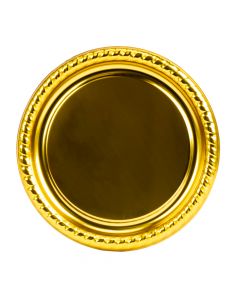 Plato plastico liso y borde con relieve 12pulg 2und dorado