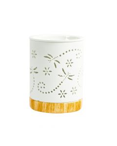 Quemador porcelana con relieve libélulas flores base 12x9cm