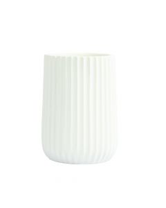 Porta cepillo dientes cerámica con relieve 10.5x7x6.8cm blanco