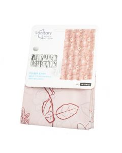 Cortina para baño lisa con estampado flores 180x180cm 