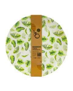 Plato plástico redondo estampado hojas 25cm 