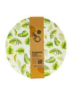 Plato plástico redondo estampado hojas 20cm 