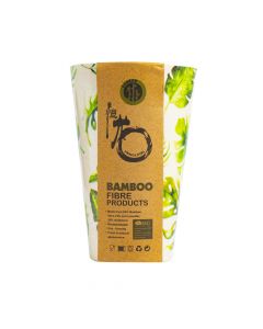 Vaso plástico estampado hojas 13x8.3cm 