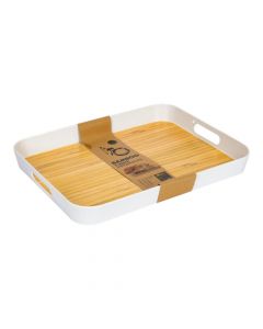 Bandeja plástica y bambú