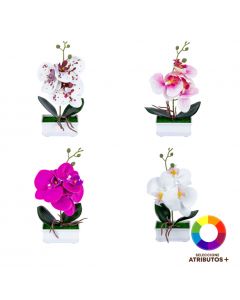 Orquídea artificial con maceta