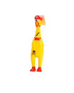 Pollo plástico pirata squeeze 32cm amarillo y rojo