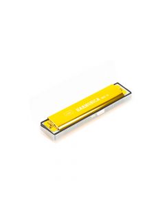 Harmónica plástica lisa 13x2.8cm dorado